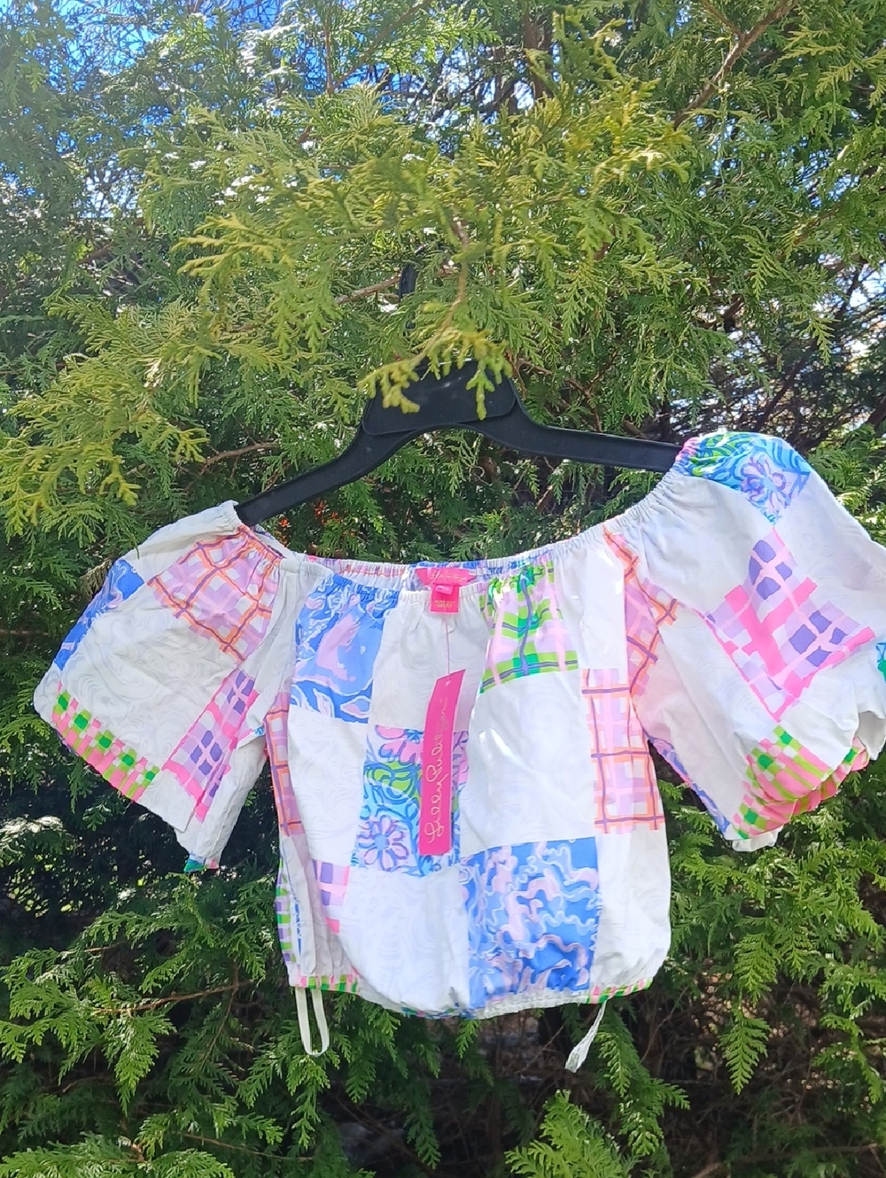 Lilly Pulitzer Esmeray Crop Top  Patch Me if You Can Small New - Picture 6 of 11